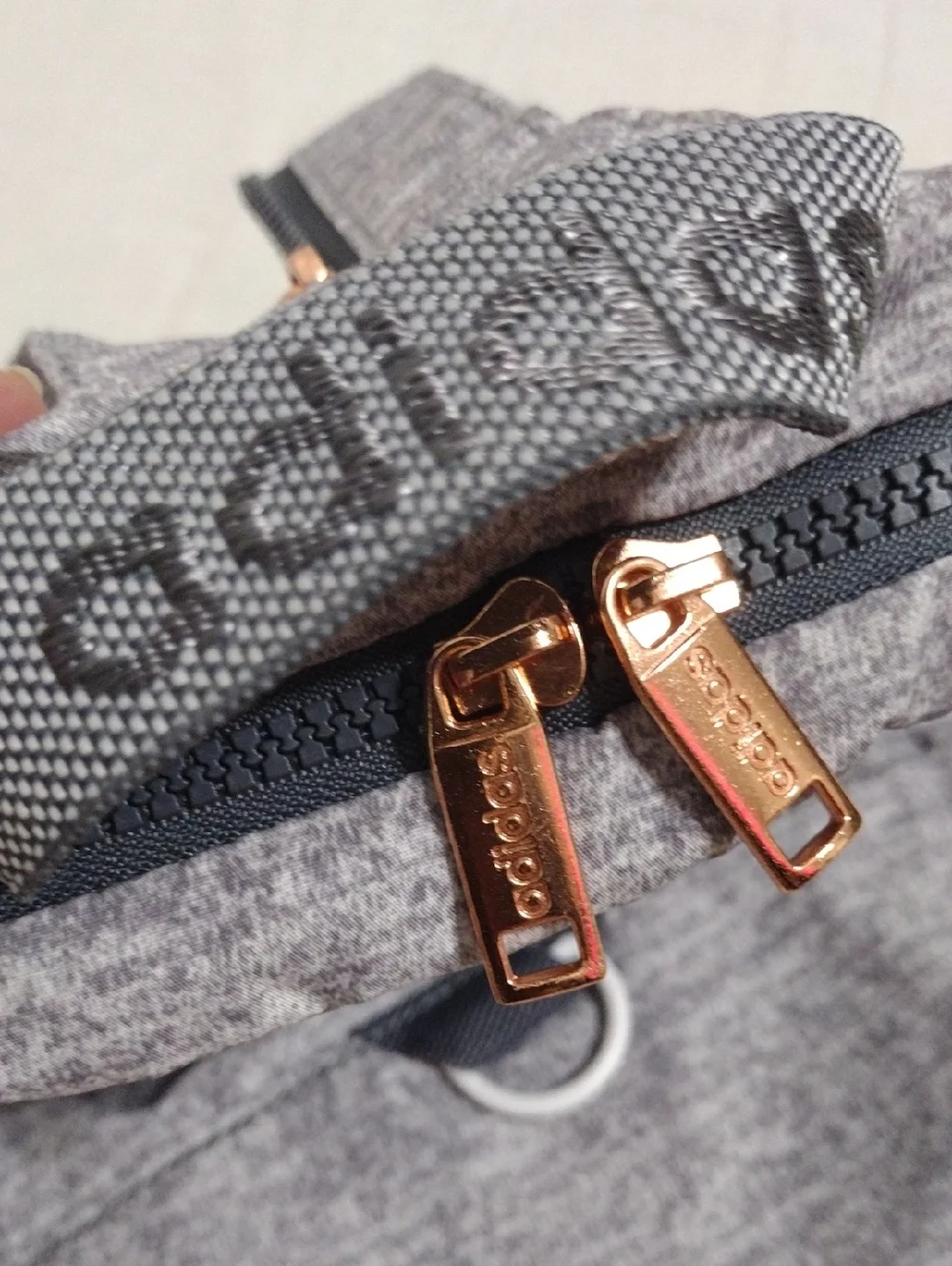 Adidas Convertible Sling Backpack Gray Jersey Rose Gold Athleisure Travel Bag - Picture 8 of 16
